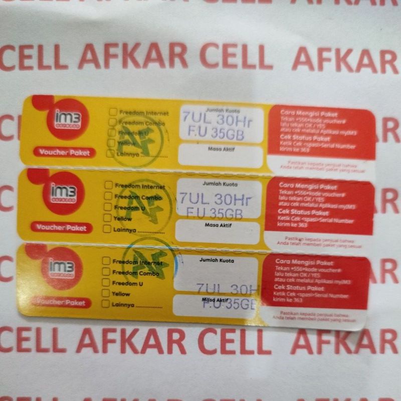 VOUCHER INDOSAT 7GB UNL FU 35GB