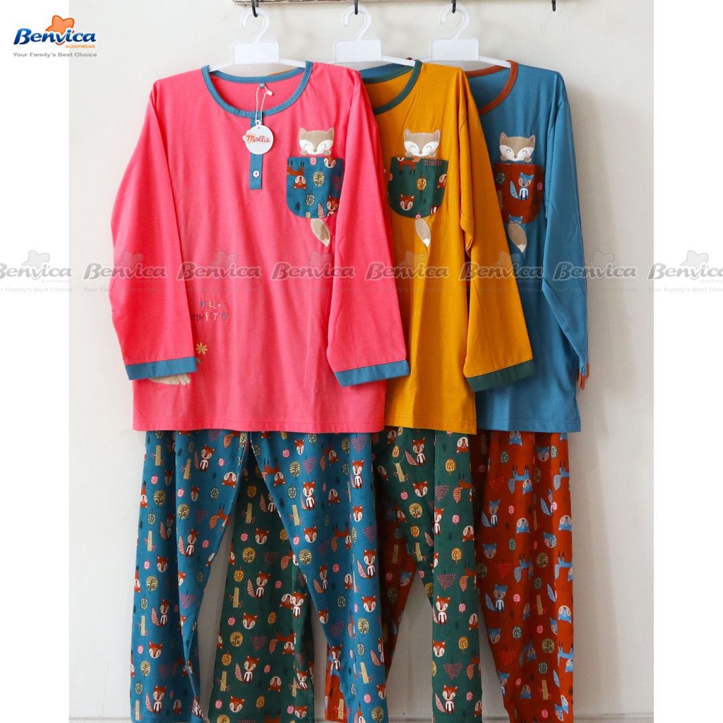 BAJU TIDUR PIYAMA LENGAN PANJANG KAOS PREMIUM XL MOLLIS AL - C