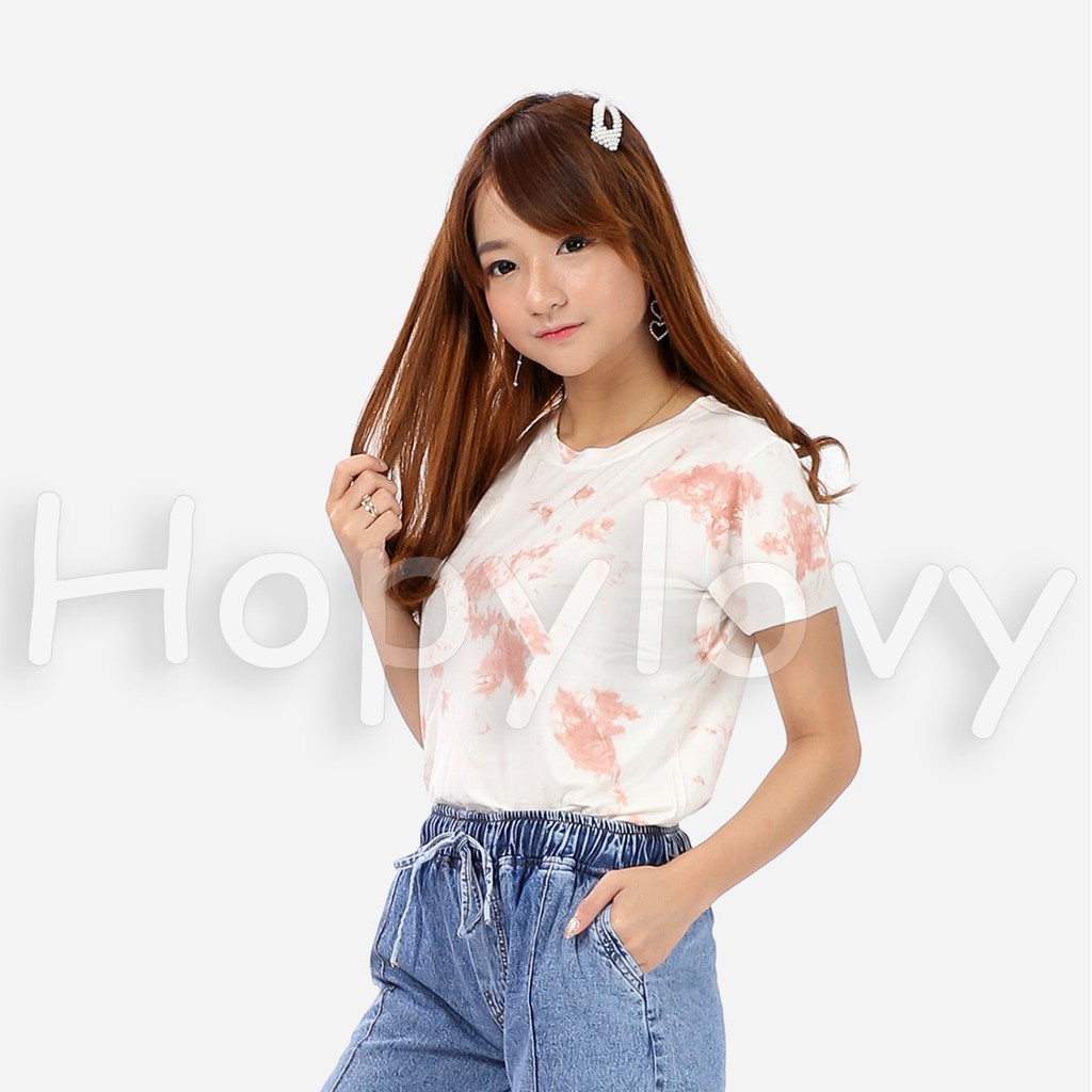 HOPYLOVY - Kaos Tie Dye Murah / Kaos Wanita Bercak Gradasi Keira