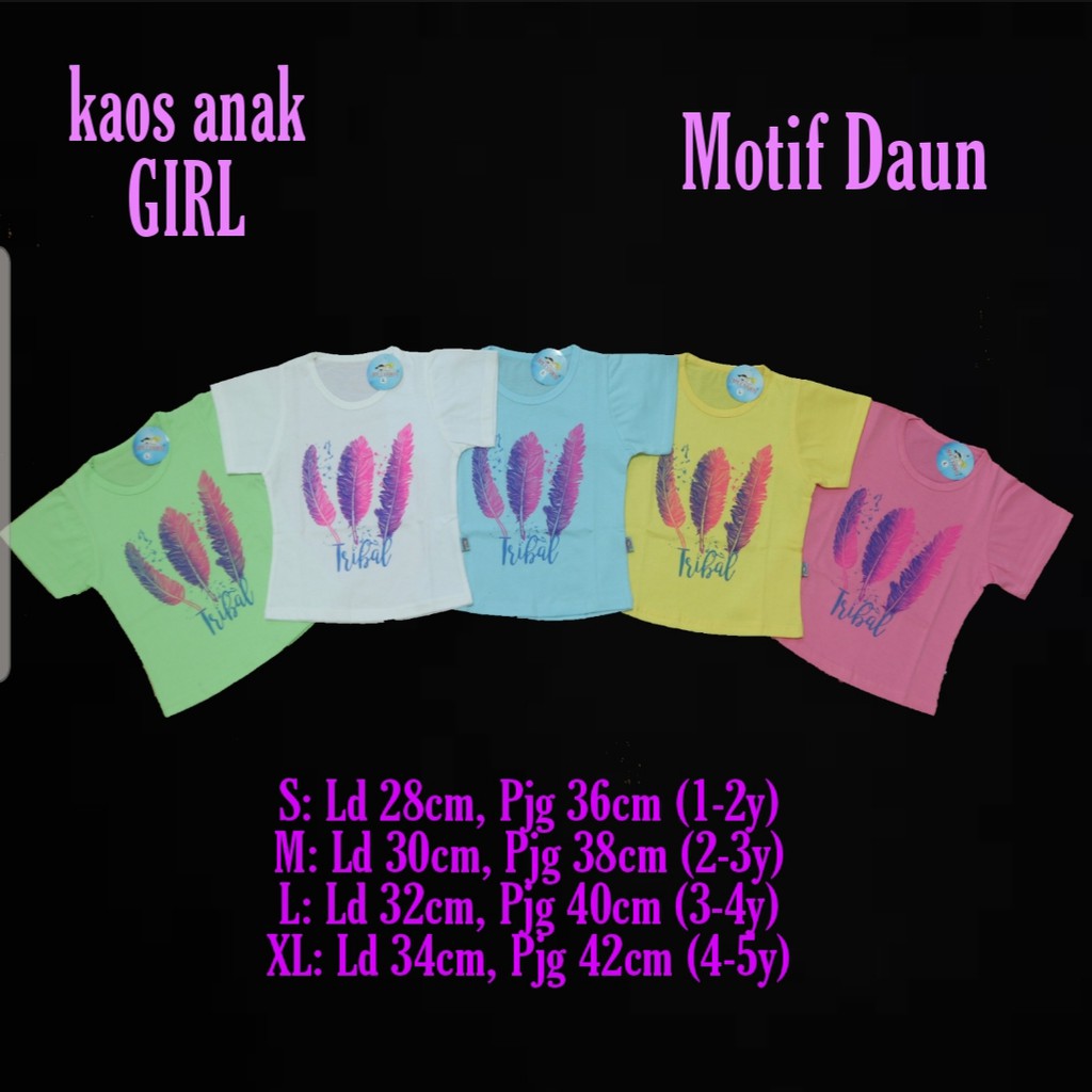 ALIPIO / KAOS ANAK GIRL MOTIF DAUN / TERLARIS