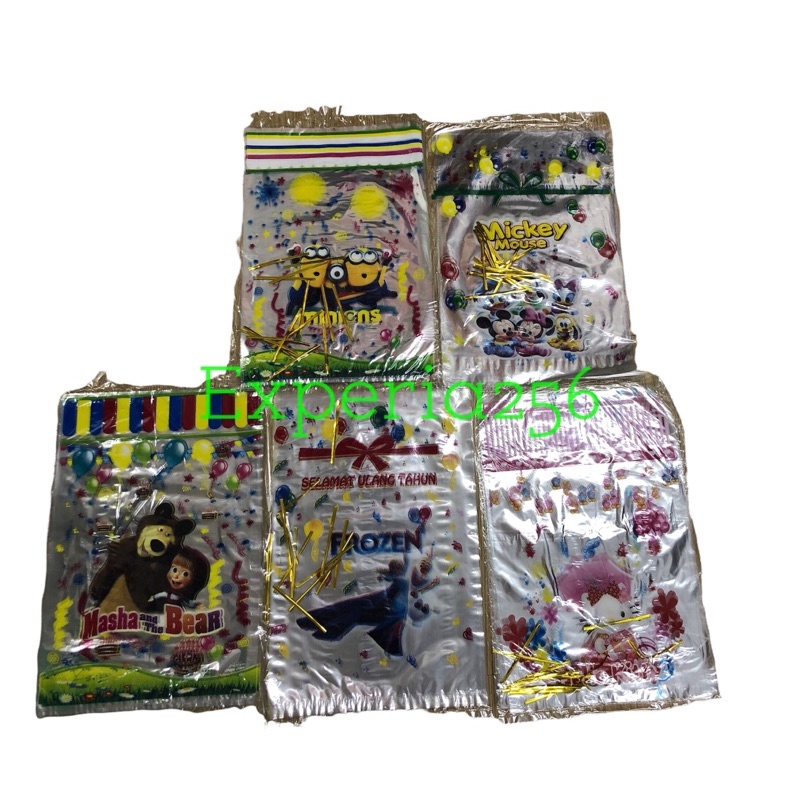 PP Plastik Ulang Tahun Bingkisan Snack Kararter ukuran 17x36 dan 24x36