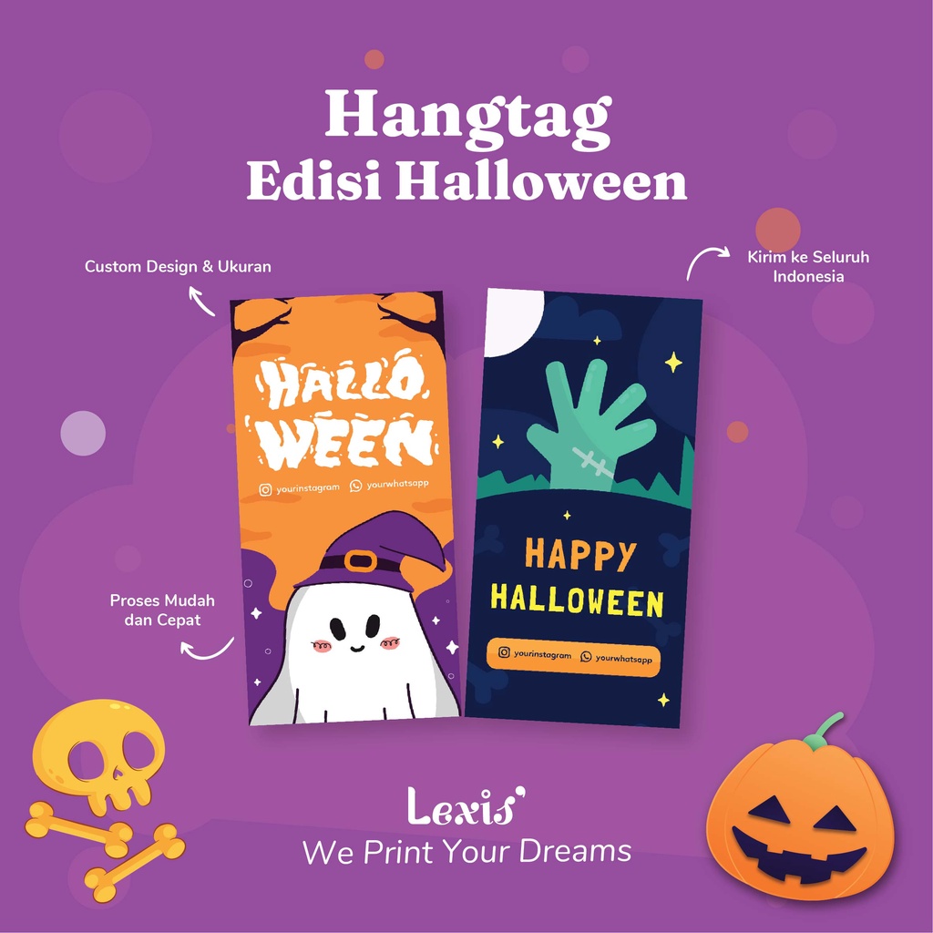 

Hang Tag Baju 1 Sisi (HALLOWEEN EDITION) - Label Baju - Cetak Hang tag Baju - Label Merek - Merek Baju Edisi Halloween