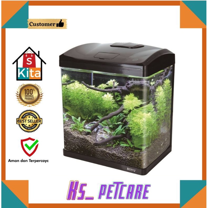 Boyu Aquarium Dengan Lampu LED dan pompa EC-400 AQUARIUM KACA