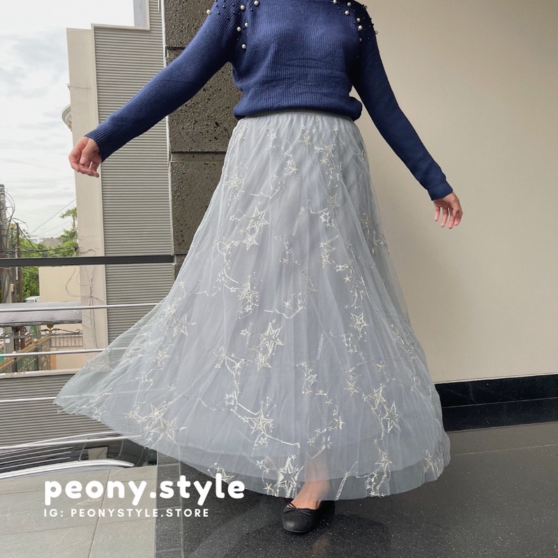 Peony ROK TULLE PANJANG MOTIF GALAXY KOREAN STYLE