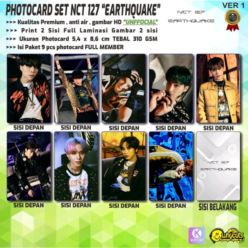 PHOTOCARD SET PREMIUM NCT 127 // EARTHOUAKE // Full laminasi