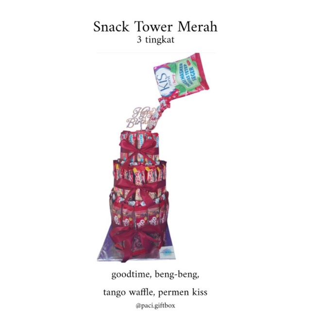 Snack Tower Merah 3 Tingkat