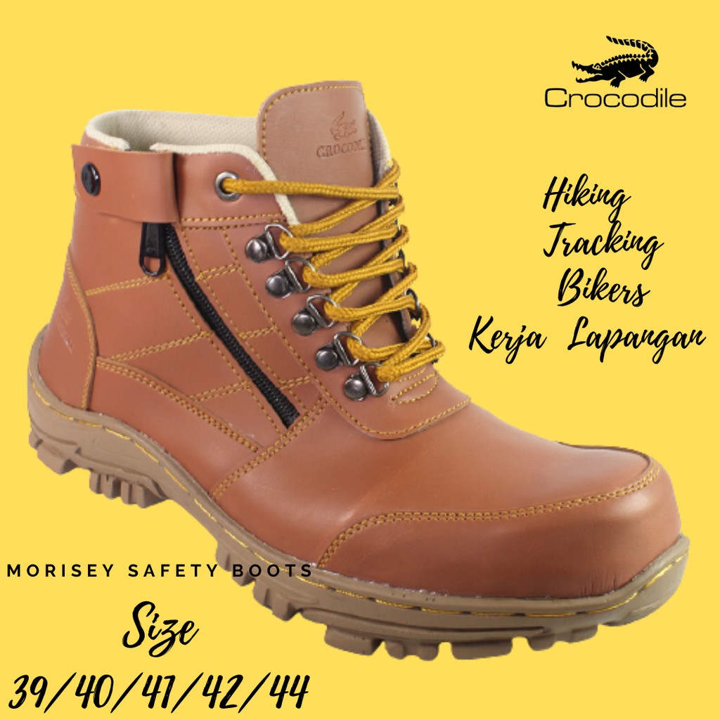 SALE!! Sepatu Pria Crocodile Morisey Sleting TAN Boots Safety Kerja Proyek Tracking Outdoor Hiking