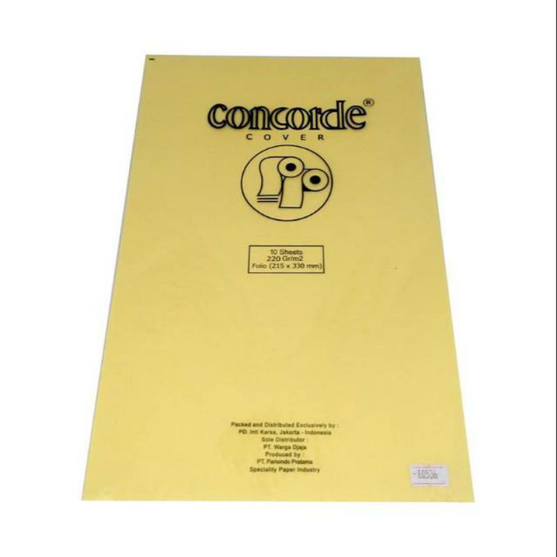 

KERTAS COVER FOLIO CONCORDE 80536 220 ISI 10 CREAM