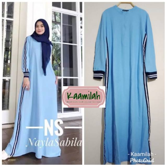 Gamis Sporty Original by Nayla Sabila NS (READY STOCK) Ocean Blue Size L