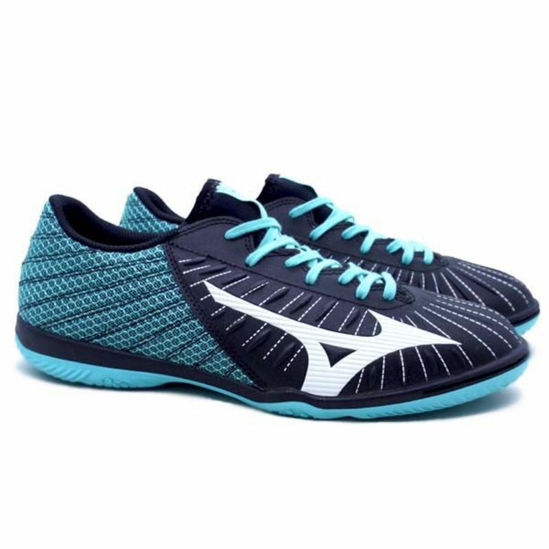 Sepatu Futsal Mizuno Rebula Sala Select In - Black/White/Blue Turquise