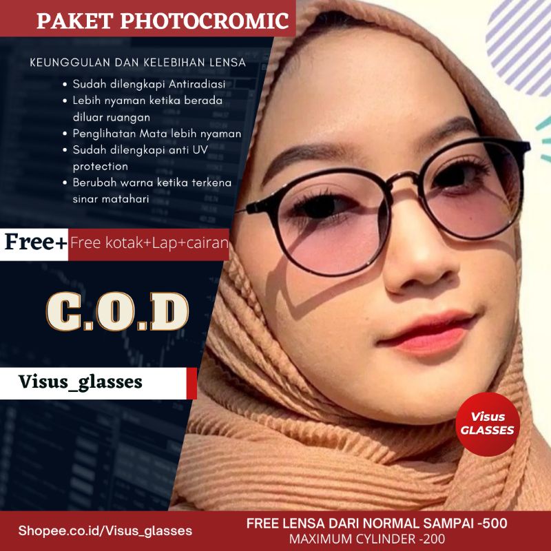 KACAMATA WANITA TERBARU 2125 ] MODEL KOREA | Kacamata photocromic minus antiradiasi