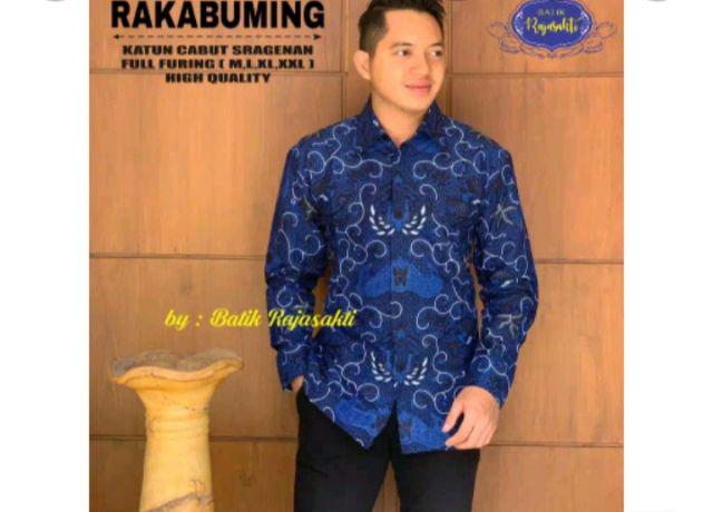 Rakabuming Rajasakti Kemeja Batik Eksklusive Panjang Katun Cabut Kemeja Batik Warna Navy Biru