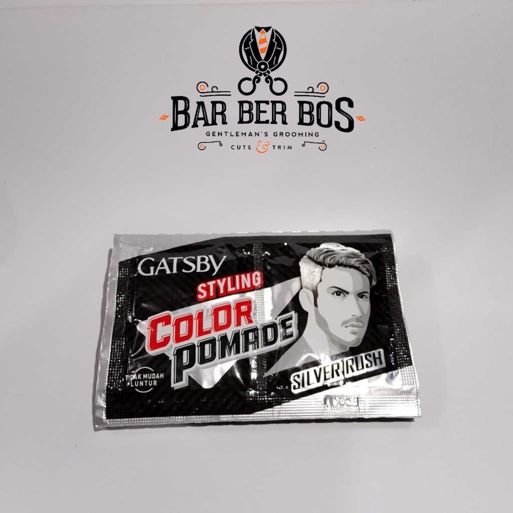 Gatsby styling color pomade sliver rush -by Barberbos