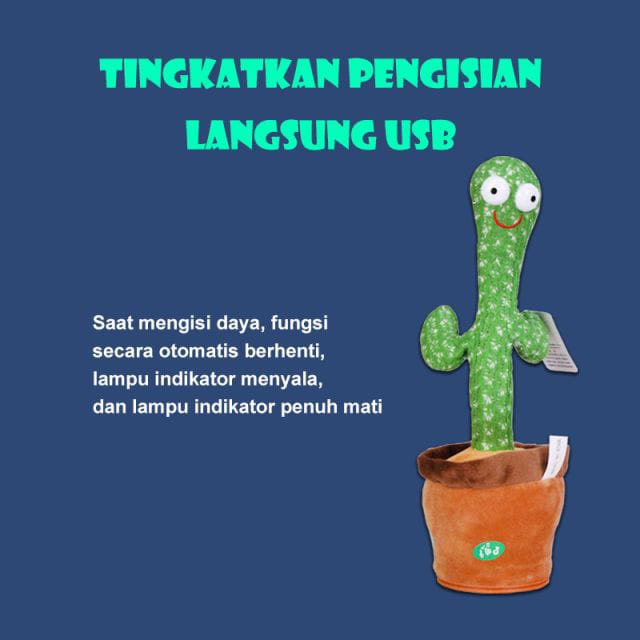 [MURAH] mainan kaktus bergoyang anak mainan kaktus robot menari ada lagu dan cahaya