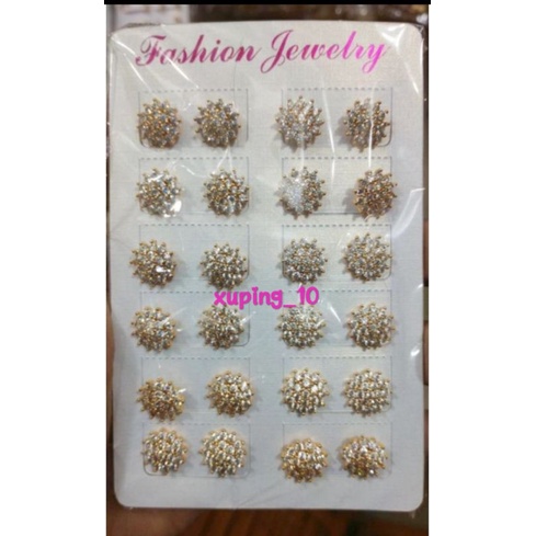 Grosir 12 pcs Anting Xuping Gold permata, Anting Dewasa