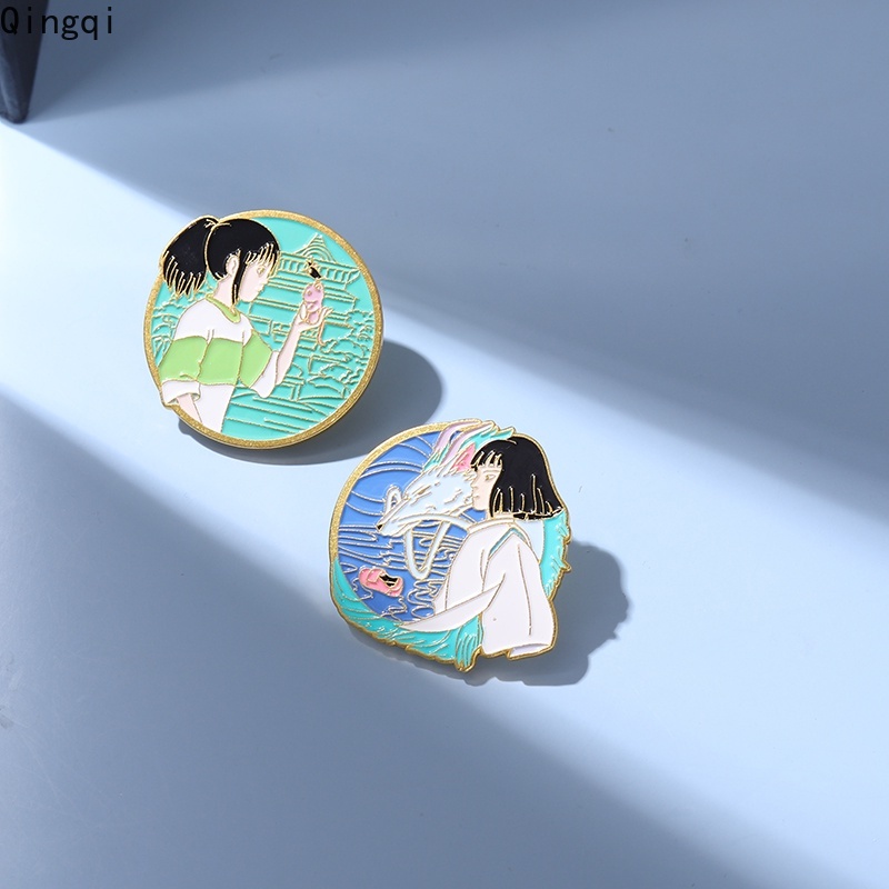 Bros Pin Enamel Desain Kartun Anime Spirited Away Naga Putih Untuk Koleksi