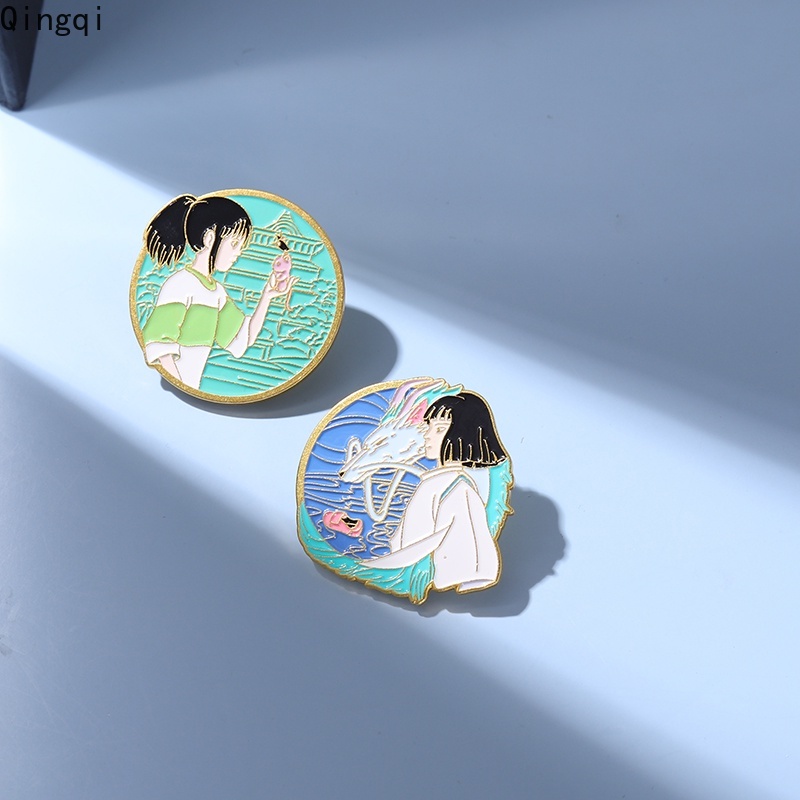 Bros Pin Enamel Desain Kartun Anime Spirited Away Naga Putih Untuk Koleksi