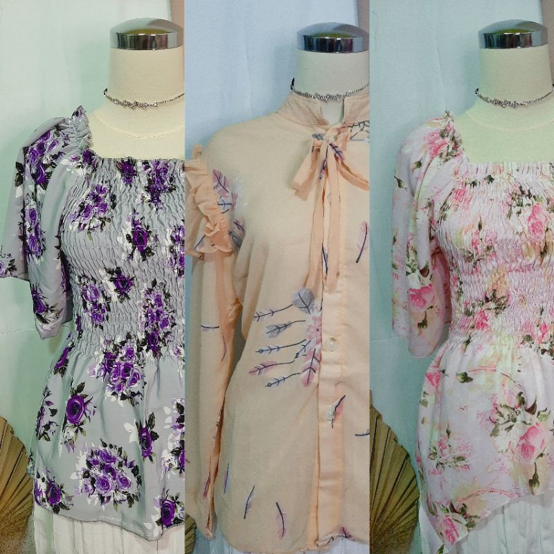 Blouse Korean Style Motif Bunga-Bunga (NEW)