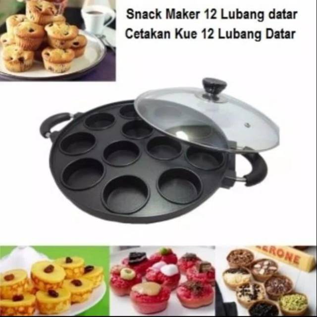 Cetakan Kue Lumpur - Dorayaki 12 Lubang Datar