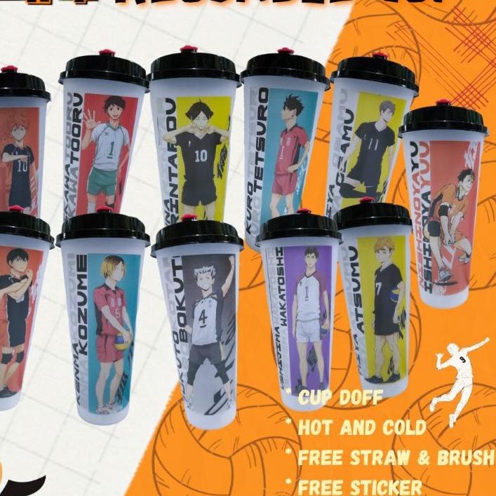 ⛄BISA COD REUSABLE CUP ANIME // BOTOL MINUM GELAS CUP // REUSABLE CUP HAIKYUU JUJUTSU KAISEN TOKYO R
