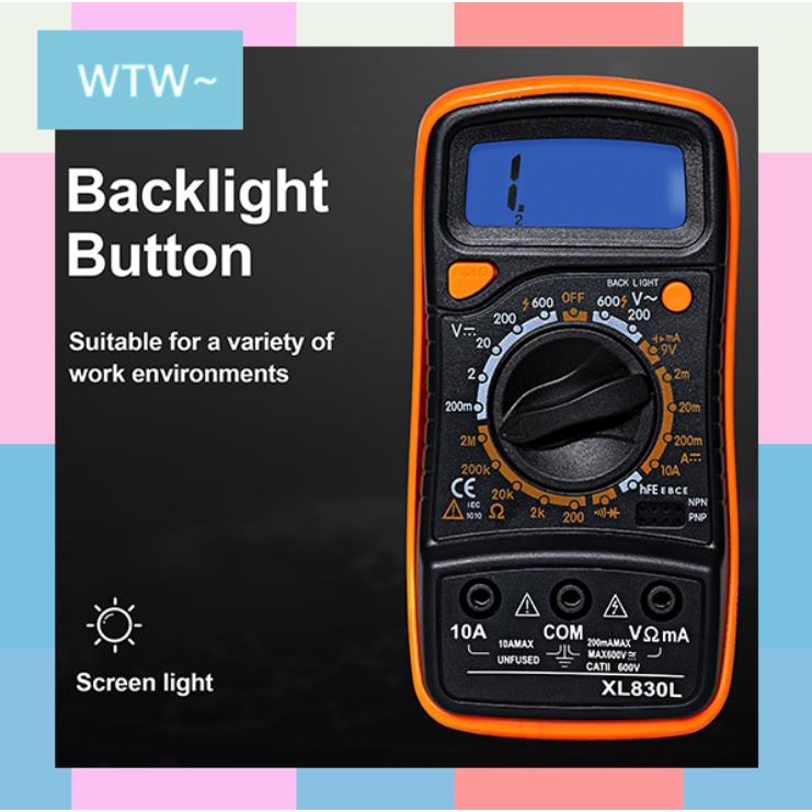 Multimeter Digital AC/DC Voltage Tester / Multitester Digital/Avometer Digital XL830L