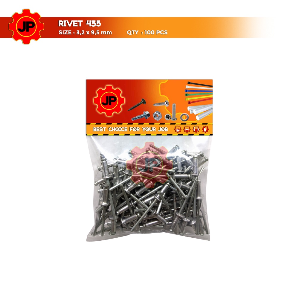 PAKU RIVET 3.2 X 9.5 MM 435 BLIND RIPET RIFET TEMBAK ALUMINIUM 100 PCS