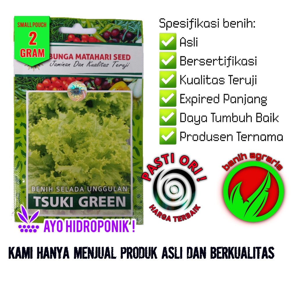 Jual Benih Selada Hidroponik Tsuki Green Gr Cap Bunga Matahari