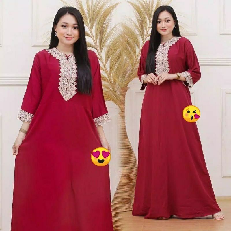 [PROMO 4.4] DASTER AISYAH ZEEMA | DASTER ARAB MURAH KEKINIAN JUMBO MANOHARA RAYON KARAKTER VIRAL-Merah Maroon