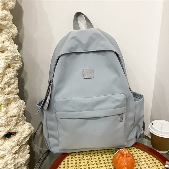 Terlaris Tas ransel Pastel Riby Korean Nilon backpack Import polos Tas sekolah - Biru Muda