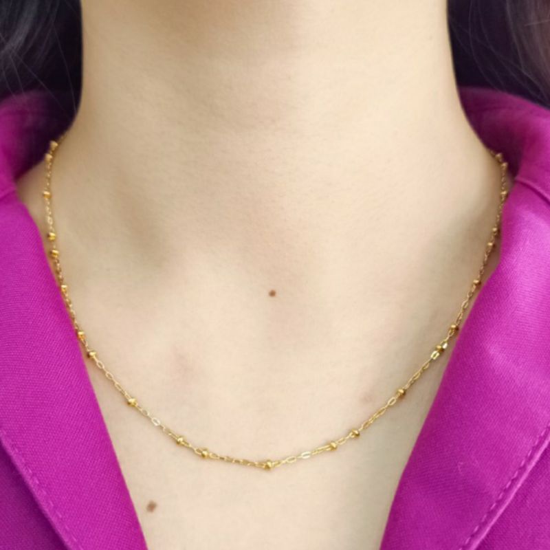 Kalung Emas asli model liontin bola rumbai