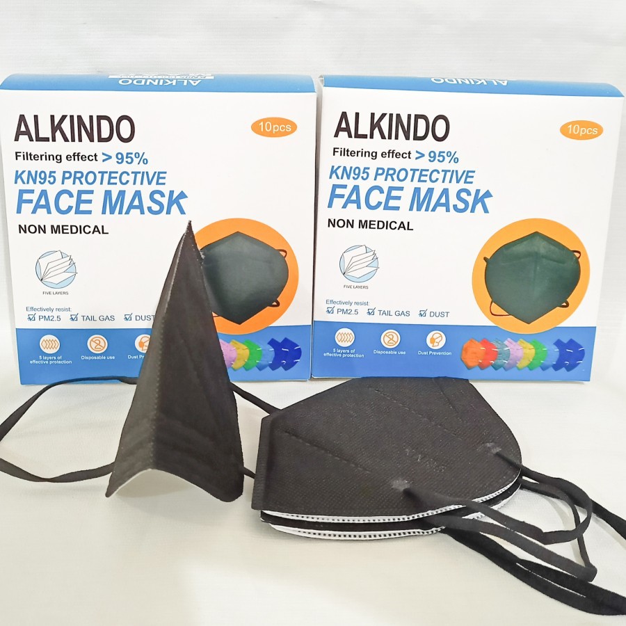 MASKER ALKINDO CHASA KN95 1 BOX KOTAK 10 PCS HITAM DAN PUTIH