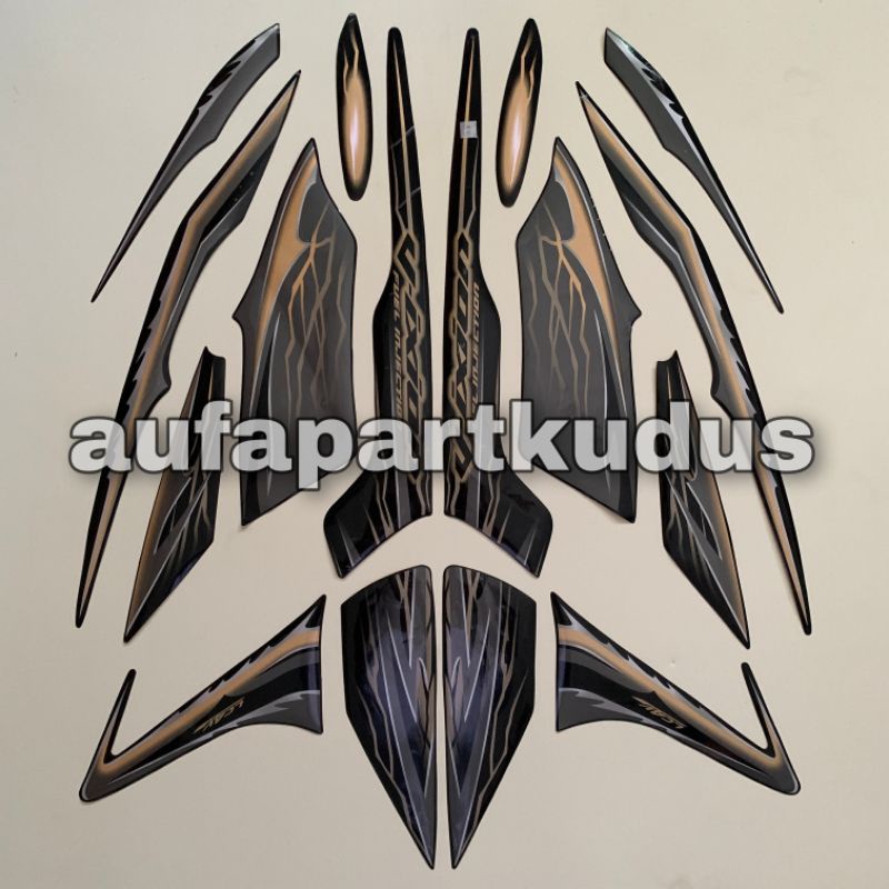 Stripping strip stiker sticker lis polet body Yamaha Vixion thn.2010 Hitam Gold striping les vixion 