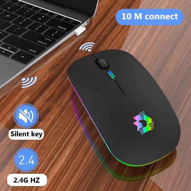 Mouse Wireless Bluetooth RGB TRIPLEDI Silent Click Mini Portable 1600 DPI Rechargeable For Gaming PC Macbook Laptop Tablet HP