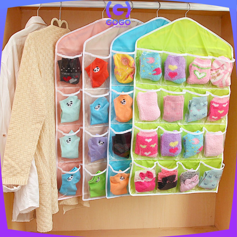 GOGO-C134 Pouch Gantung 16 Saku Dinding Storage Bag Organizer Wall Pocket Korean Style Hanger Murah