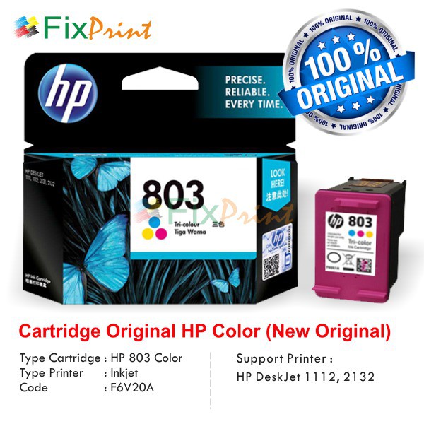 Cartridge Tinta HP 803 Color F6V20AA, Tinta Printer HP DeskJet 1112 2132 Murah