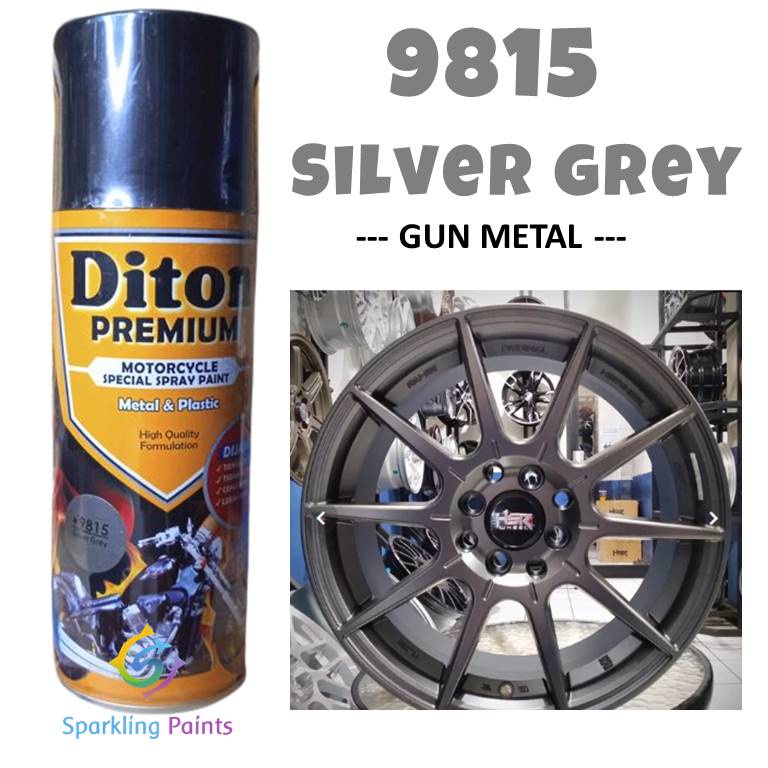 Pilox Diton Premium Silver Grey 9815 Gun Metal 400ml Perak Abu bagian mesin velg sepeda motor mobil pylox