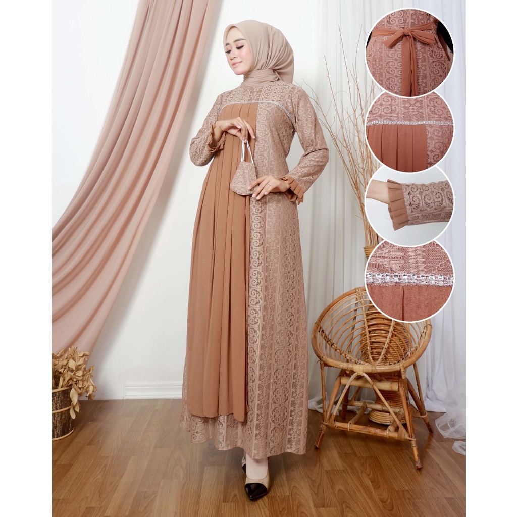GAMIS MALIKA//GAMIS BROKAT MIX CERUTY PREMIUM//GAMIS BRIDESMAID TERBARU