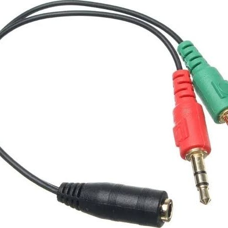 Converter spliter Kabel Jack 3.5mm Y headset Female To 2 male Mic dan Audio merah hijau pc komputer