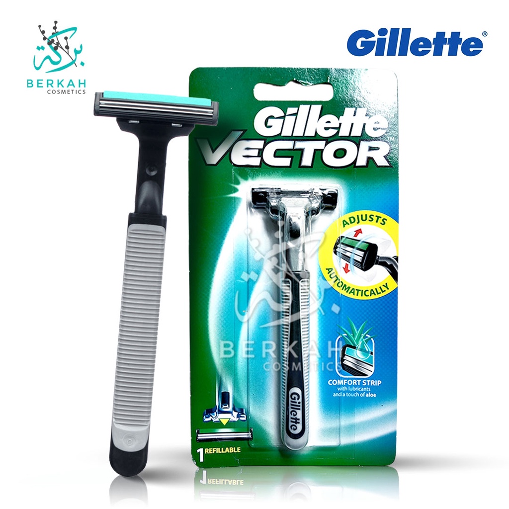 Gillette Vector Razor Alat cukur | Pisau Cukur Bisa Diganti (Free 1 Refill)