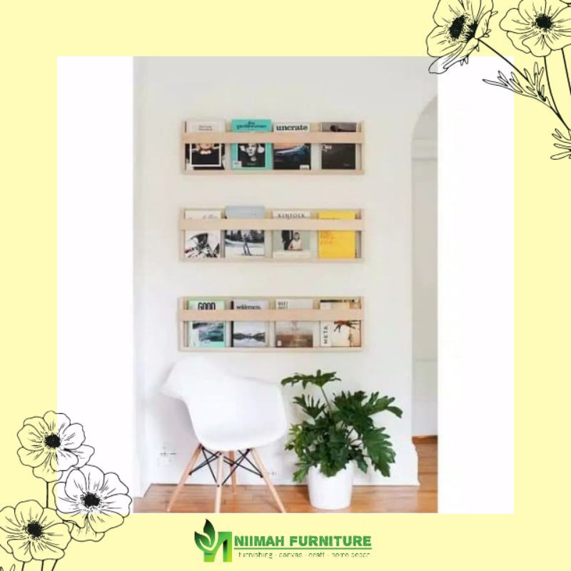 Rak Buku / Majalah kayu jati belanda  - Rak Dinding Minimalis
