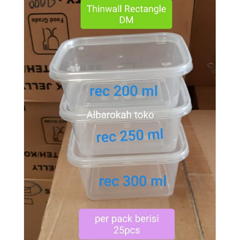 Thinwall rectangle 200 ml / kotak makanan 200ml / food container 20ml / tempat salad buah 200ml