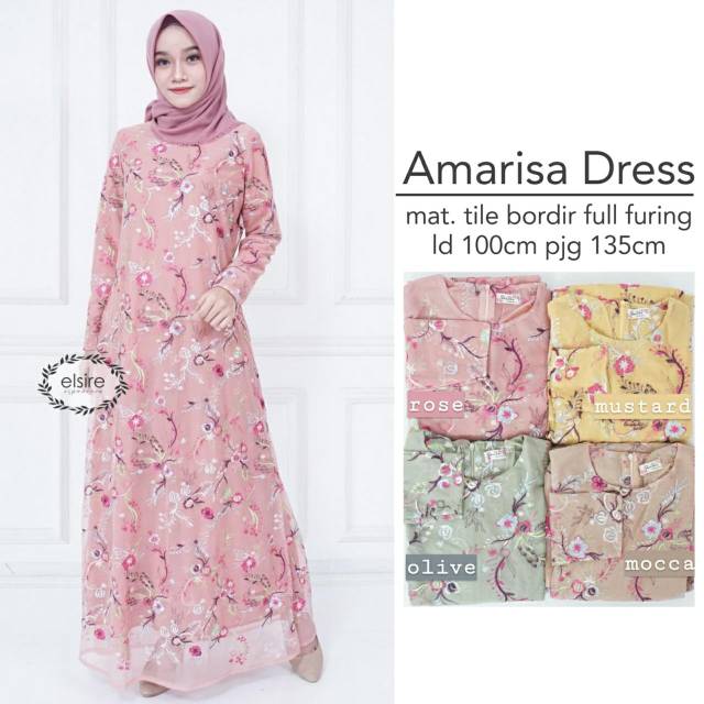 Amarisa Dress - Dress pesta semi formal tile bordir full furing
