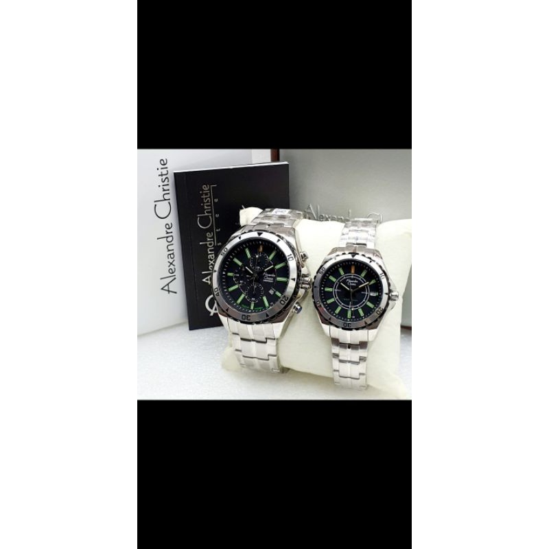 JAM TANGAN COUPLE ALEXANDRE CHRISTIE 9214 ORIGINAL NIGHT VISION