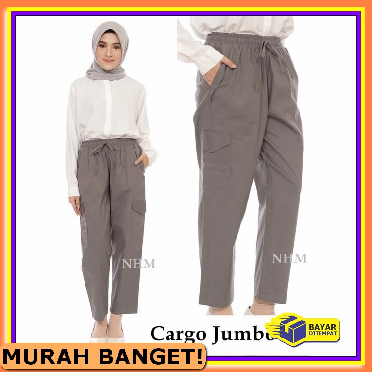 Celana Wanita Baggy Pant Kekinian Kain Full Cotton HJ527 Celana Kargo Jumbo , Celana Wanita Cargo St