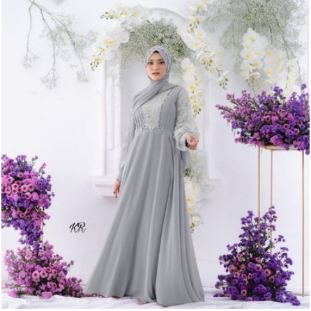 Pakaian Muslim Wanita Remaja Brukat Terbaru 2022 Dress Model Kekinian Trendy Polos Modern Mewah Baha