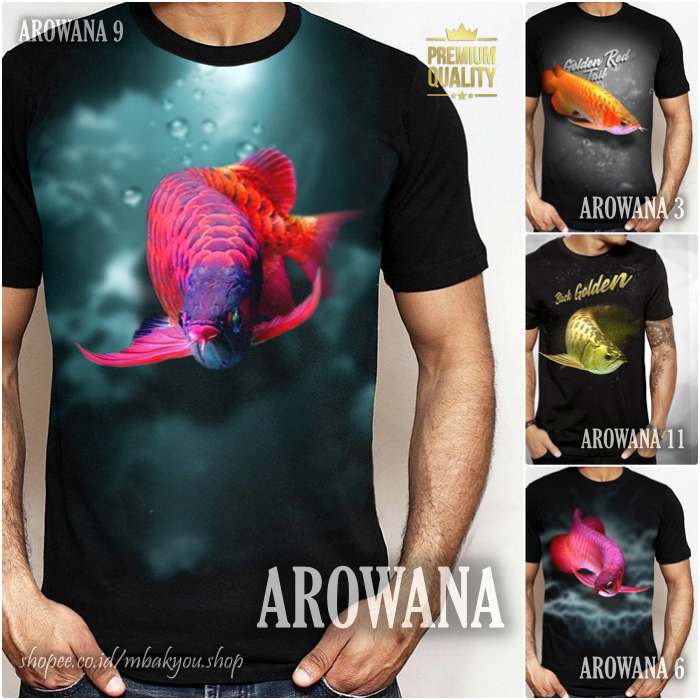 Kaos ARWANA Baju Tshirt Gambar Ikan AROWANA Super Red Golden Keren Distro Premium Dewasa dan Anak