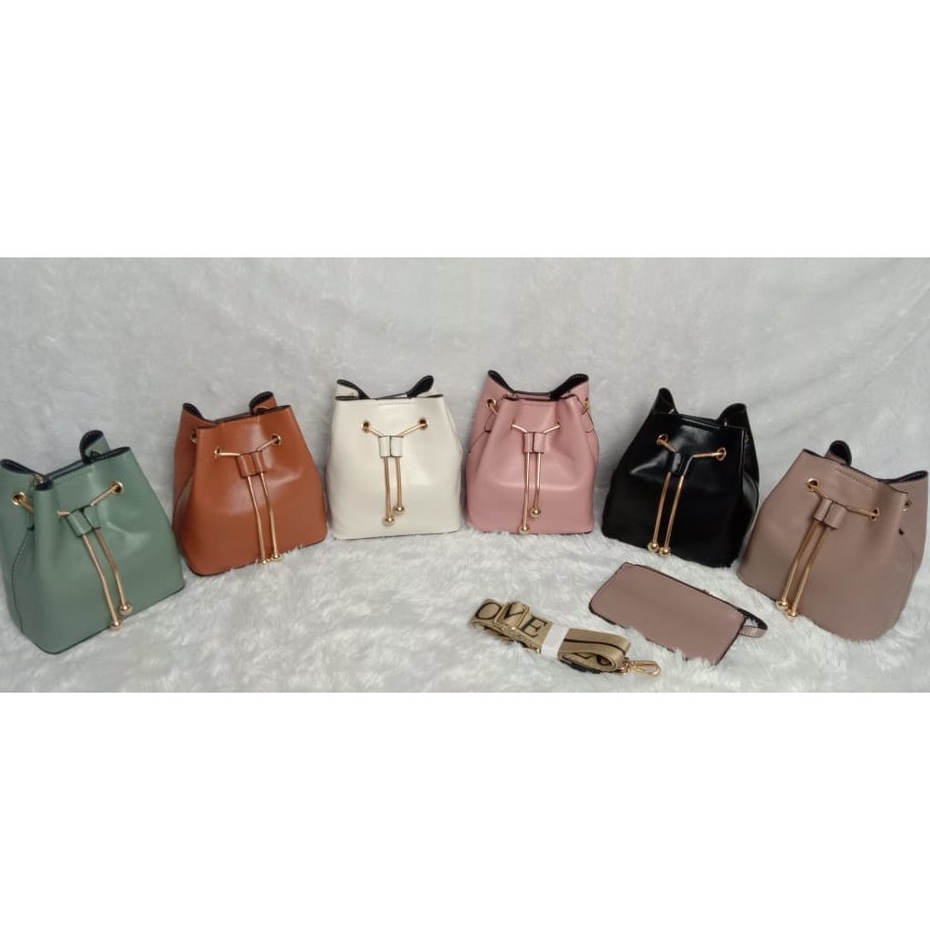 BJ28816 (2IN1) - BEIGE/BLACK/BROWN/GREEN/KHAKI/PINK - TAS SLEMPANG JINJING TOTEBAG HANDBAG FREE POUCH TAS WANITA FASHION IMPORT MODIS ELEGAN TERMURAH TERLARIS TERBARU BAGSTORE JAKARTA TAS BATAM GT1767 JT8816