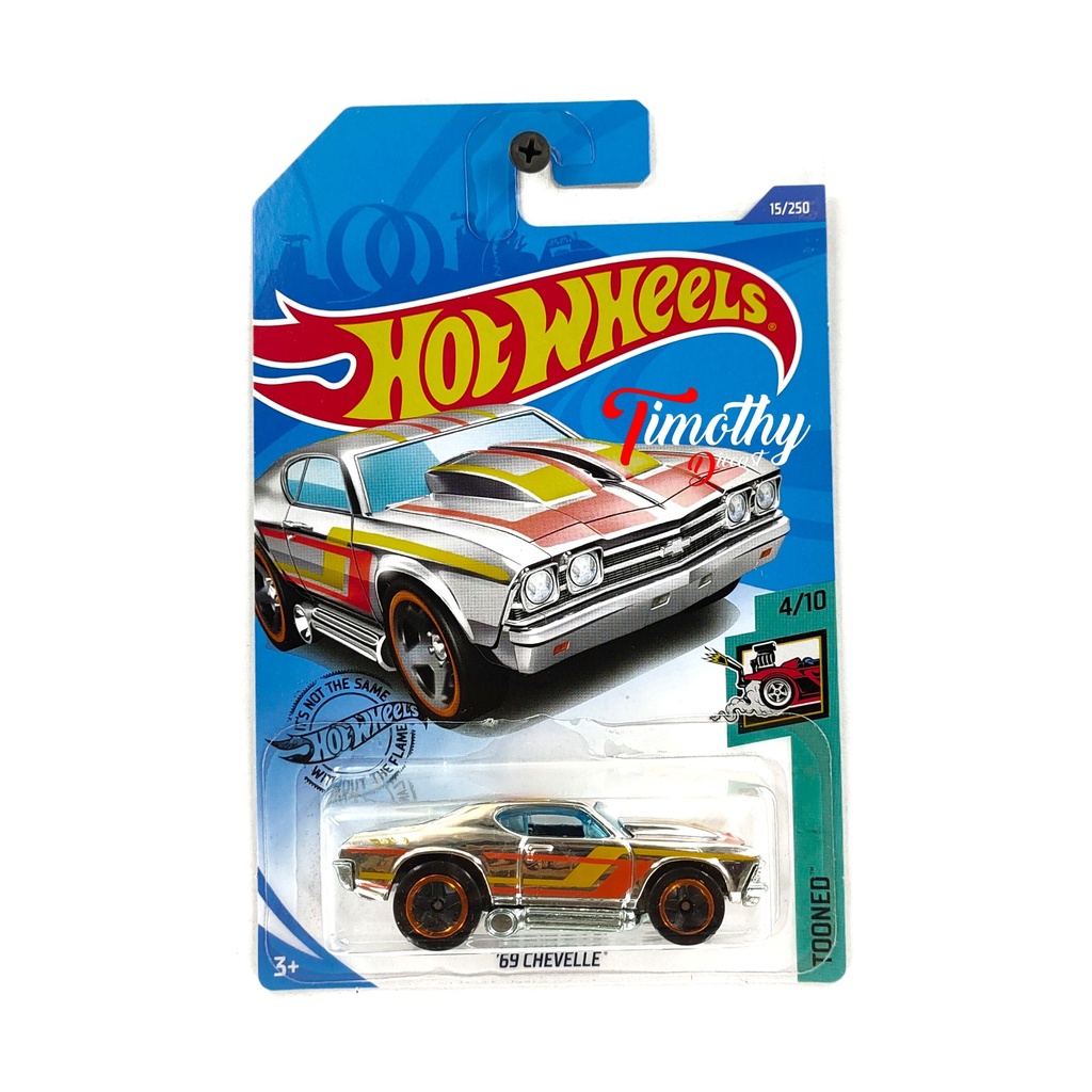 Hot Wheels 69 Chevelle Crome Strep Kuning Diecast Muscle Mainan Hobi
