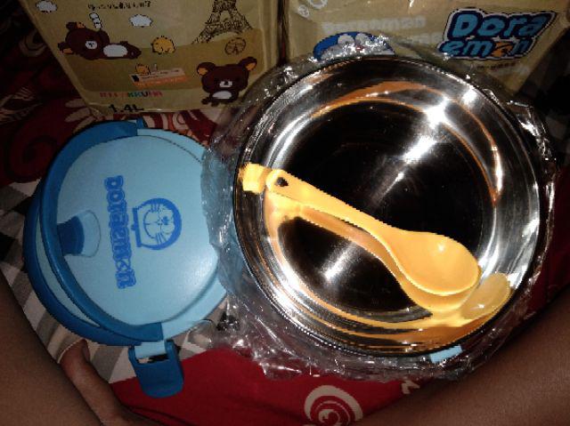 Rantang 2 Susun Stainless Model Hello Kiity, Doremon, Rilakumma