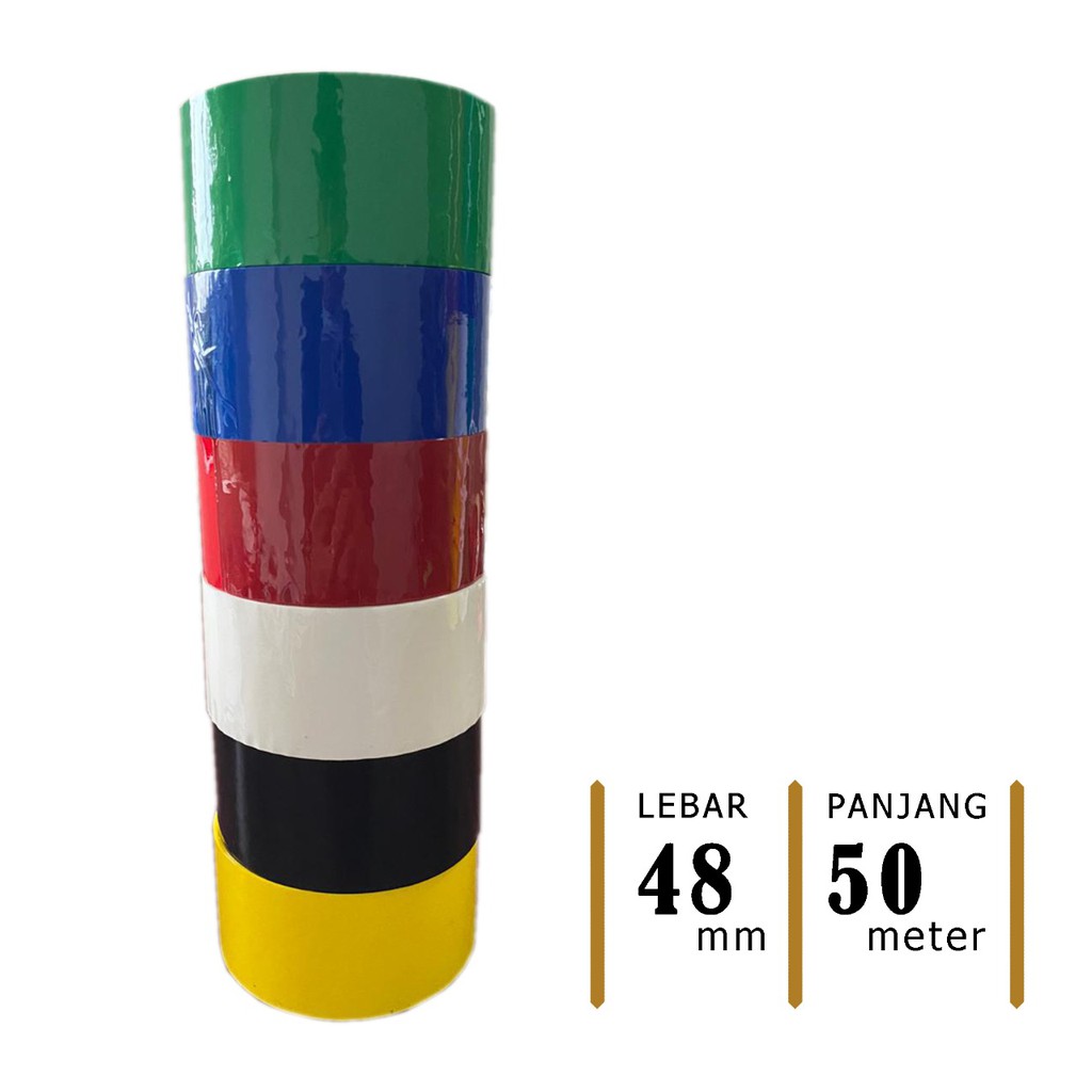 ISOLASI WARNA WARNI 48mm- LAKBAN OPP TAPE 48 mm MASTER PACK INDONESIA